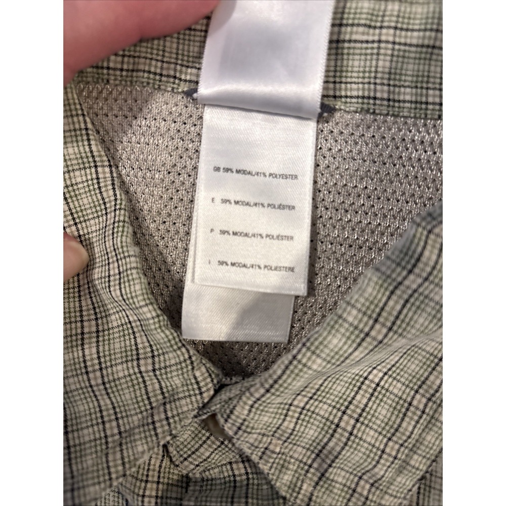 North Face Men's Med Short Sleeve Hiking Outdoor Shirt Green Plaid Poly Blend - Picture 5 of 9